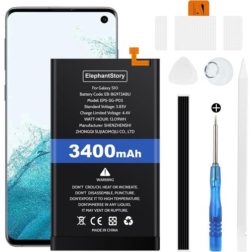 Batterie Pour Samsung Galaxy S10 Sm-G973f/Ds, Capacit 3400mah Li-Polymre Eb-Bg973abu Remplacer Interne Batterie Avec Guide Et Tous Les Outils De Rparation