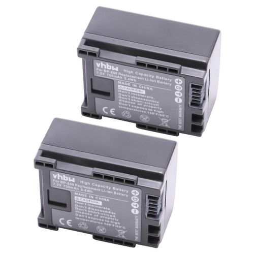 Batterie vhbw 2x compatible avec Canon Legria FS22, FS100, FS10, FS200, FS19, FS11, FS21, FS20 Camscope camra vido (750 mAh, 7,2 V, Li-Ion) + Infochip