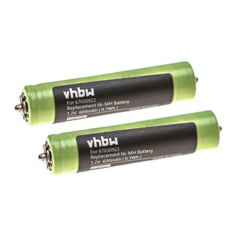Batterie Vhbw 2x Compatible Avec Le Rasoir Braun Mg5010, Mg5050, Series 1 1775, Series 1 180, Series 1 190, Series 1 190-1, Mg5090 (600 Mah, 1.2 V, Nimh)