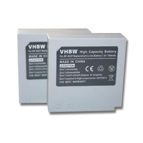 Batterie vhbw 2x compatible avec les camscopes Samsung VP-MX-MX10AU, VP-MX10A, VP-MX10AH (700 mAh, 7,2 V, Li-ion)
