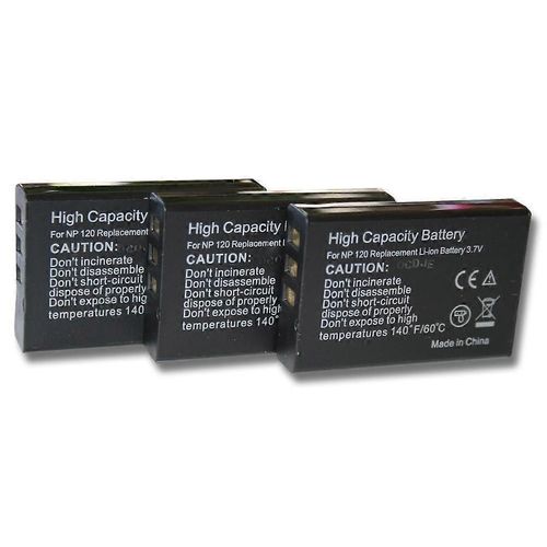 Batterie vhbw 3x compatible avec la camra Easypix DVX-5000HD, DVX-5000 (1600 mAh, 3,7 V, Li-Ion)