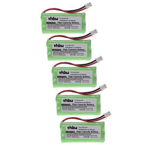 Batterie vhbw 5x compatible avec Siemens Gigaset A145, A160, A150, A24, A240, A165, A16, A165 Tlphone fixe sans fil A165 Trio (800 mAh, 2,4 V, NiMH)