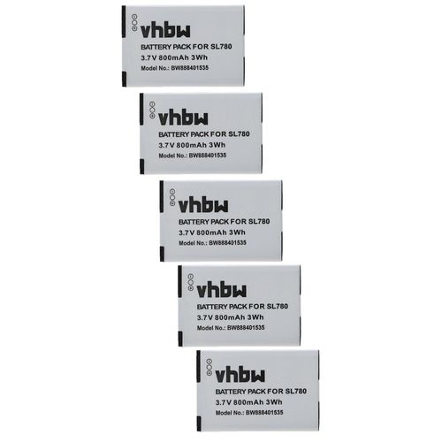 Batterie vhbw 5x compatible avec Siemens Gigaset SL350, SL350H, SL450, SL450A Go, SL400A, SL400, SL400H tlphone fixe sans fil (800 mAh, 3,7 V, Li-Ion)