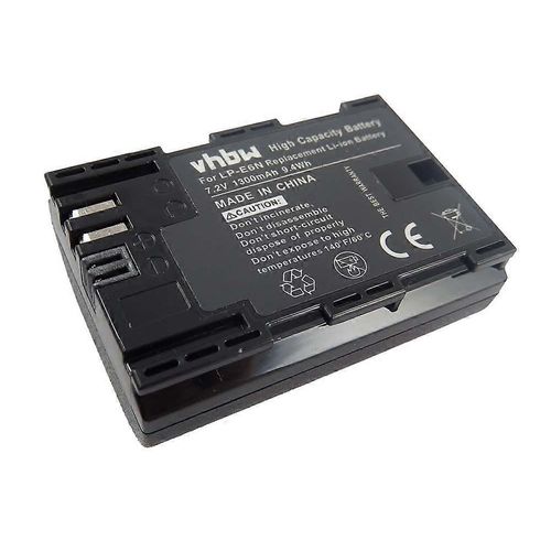 Batterie vhbw compatible avec Canon EOS 80D, R5, R6, 7D Mark II, 90D, R, R7, Ra, R5 C, appareil photo 7D (1300 mAh, 7,2 V, Li-Ion), infochip