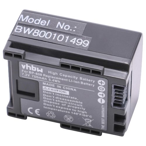 Batterie vhbw compatible avec Canon Legria FS22, FS100, FS10, FS200, FS19, FS11, FS21, FS20 Camscope camra vido (750 mAh, 7,2 V, Li-Ion) + Infochip