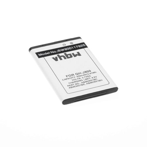 Batterie vhbw Compatible avec Samsung M7600 Beat DJ, Player Light, Player Star 2, Player Star 2 S5620 Tlphone portable Smartphone (650mAh, 3.7V, Li-ion)