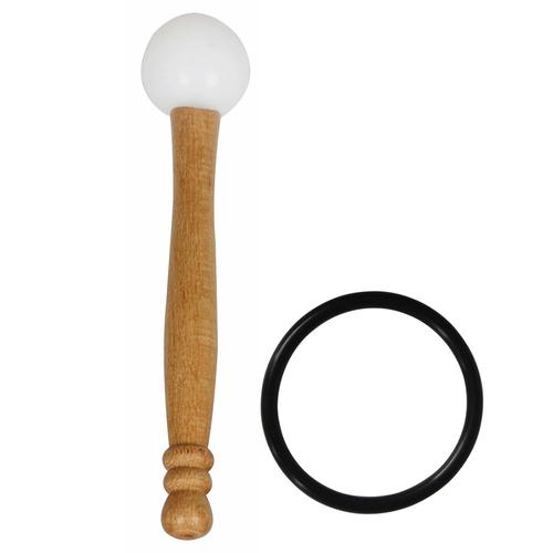 Batteur  maillet en caoutchouc pour bol chantant en cristal, manche en bois, son professionnel, batteur avec anneau en caoutchouc, mditation