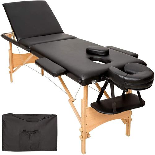 Bc-Elec - Bm3523-1b Table De Massage Pliante En Bois 210x80x93cm, Noir, 120kg Max, Mousse 9cm