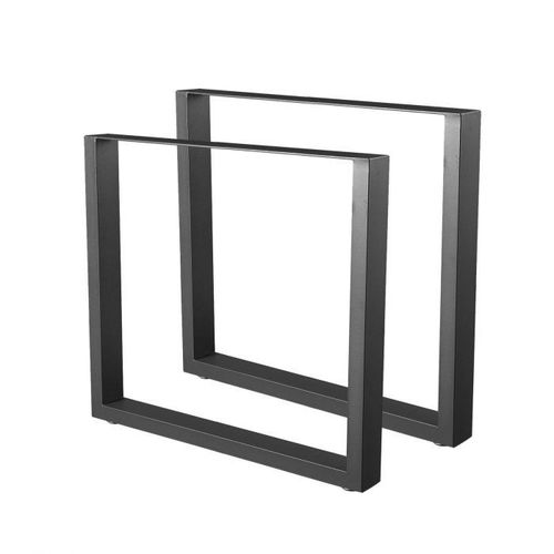 Bc-Elec - Hm8072-B Jeu De 2 Pieds De Table En Acier Format Rectangulaire Noir, Pieds Pour Meubles, Pieds De Table Mtal 80x72cm