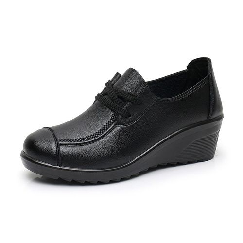 Bcebyl-Chaussures  Talons Compenss En Cuir Vritable Pour Femmes,Escarpins Dcontracts,Simples,Mre,Mode,Printemps,Automne - 37