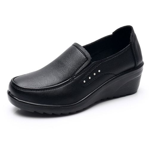 Bcebyl-Chaussures  Talons Compenss En Cuir Vritable Pour Femmes,Escarpins Dcontracts,Simples,Mre,Mode,Printemps,Automne - 41