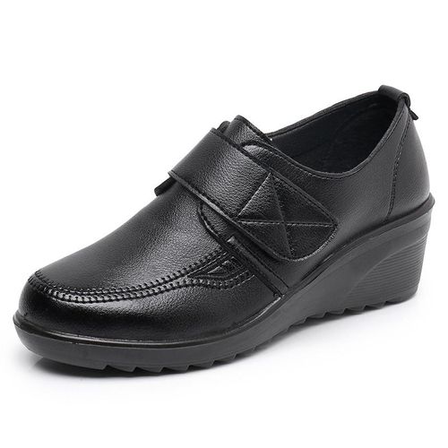 Bcebyl-Chaussures  Talons Compenss En Cuir Vritable Pour Femmes,Escarpins Dcontracts,Simples,Mre,Mode,Printemps,Automne - 41