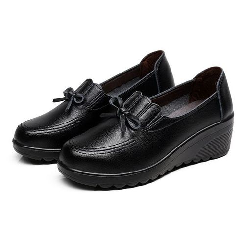 Bcebyl-Chaussures  Talons Compenss En Cuir Vritable Pour Femmes,Escarpins Dcontracts,Simples,Mre,Mode,Printemps,Automne - 35