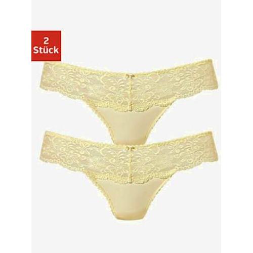 Beau String Avec Large Ceinture De Dentelle Nuance - - 2x Jaune