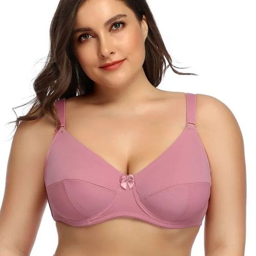 Beauwear-Soutien-Gorge Uni De Grande Taille Avec Fil Pour Femme,Bralette Non Rembourre Pour Gros Seins,Bonnet C D E F - Type Pink-110e
