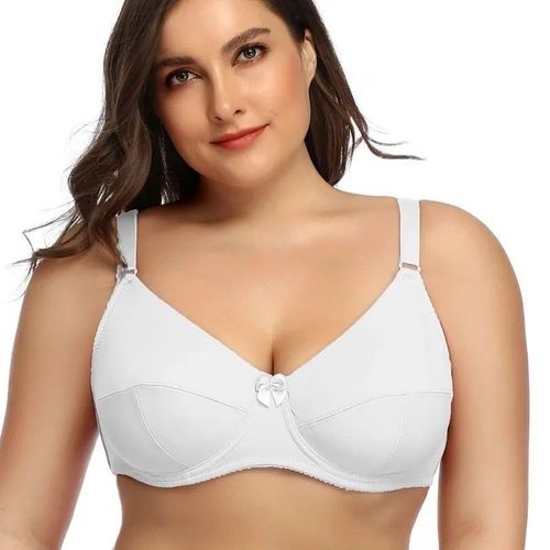Beauwear-Soutien-Gorge Uni De Grande Taille Avec Fil Pour Femme,Bralette Non Rembourre Pour Gros Seins,Bonnet C D E F - Type White-110e