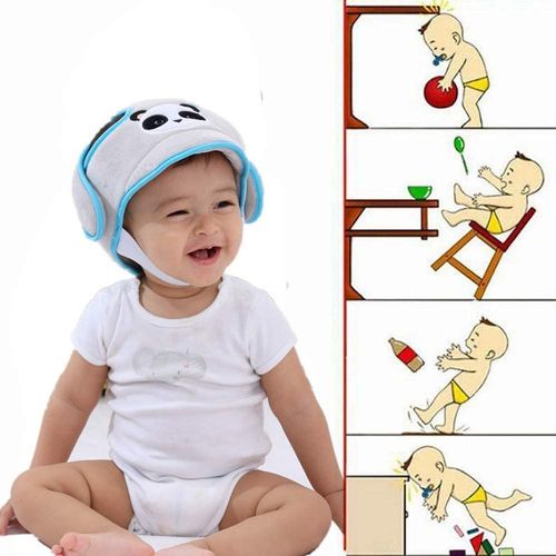 Bb Scurit Chapeau, Casque De Protection Pour Enfant Douce, Rglable Protge-Front De Anti Choc Harnais Casquette,Gris