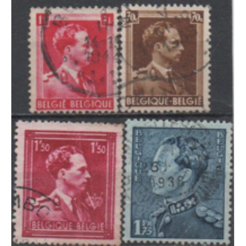 Beigique: Lot De 4 Timbres Reprsentant Le Roi Lopold Iii.