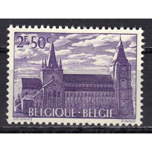 Belgique 1962 : Surtaxe Au Profit Des Oeuvres Culturelles : Chefs-D'oeuvre D'architecture : Collgiale De Soignies - Timbre 2 F. + 50 C. Violet Neuf **