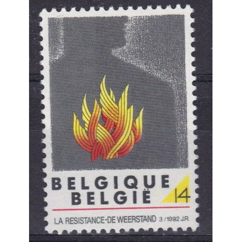 Belgique 1992 : La Rsistance En Belgique, Durant La Seconde Guerre Mondiale : Graphisme Allusif - Timbre 14 F. Gris, Jaune, Rouge Et Noir Neuf **