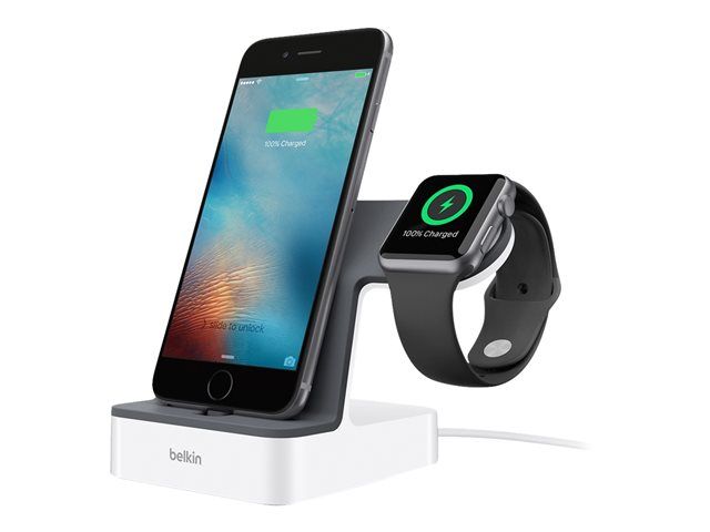 Belkin Powerhouse Charging Dock - Socle De Charge - 3.4 A - 2 Connecteurs De Sortie (Lightning, Magntique) - Noir - Pour Apple Iphone 5, 5c, 5s, 6, 6 Plus, 6s, 6s Plus, 7, 7 Plus, Se; Watch