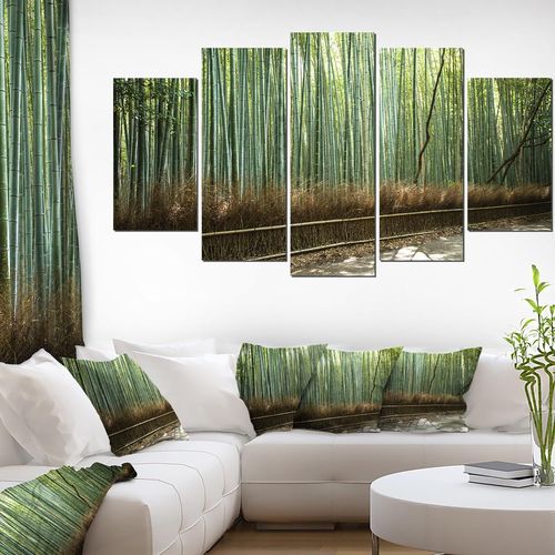 Belle Vue Sur La Fort De Bambous Canvawall Art Printpicept Forme De Diamant Vert 50 X 25 Cm. (Sans Cadre)