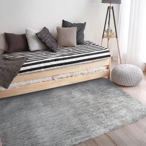 Best Of - Tapis Poils Longs Toucher Laineux 120 X 170 Cm Gris Clair