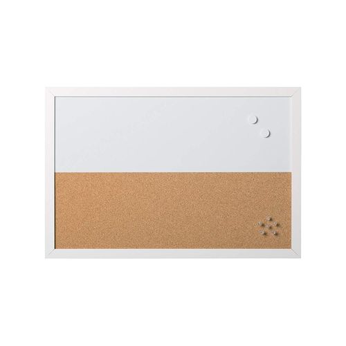 Bi-Office, Tableau Combin, Tableau Blanc Et Tableau D'affichage Elements, Effaage  Sec Magntique/ Lige, Cadre En Mdf Blanc, 60x40cm