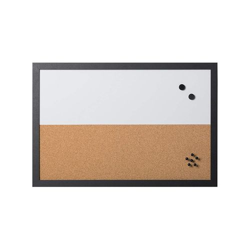 Bi-Office, Tableau Combin, Tableau Blanc Et Tableau D'affichage Elements, Effaage  Sec Magntique/ Lige, Cadre En Mdf Noir, 60x40cm