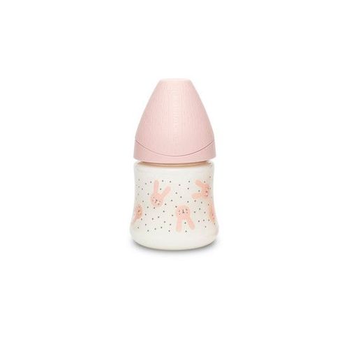 Biberon Ttine Ronde Dbit Lent - Lapin - Rose - 150ml
