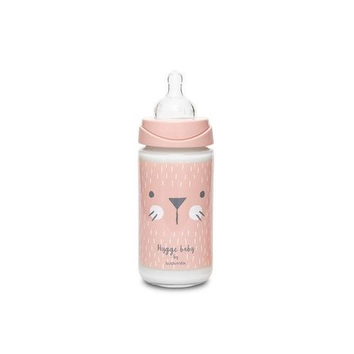 Biberon Verre Ttine Ronde 3 Vitesses - Moustache - Rose - 240ml