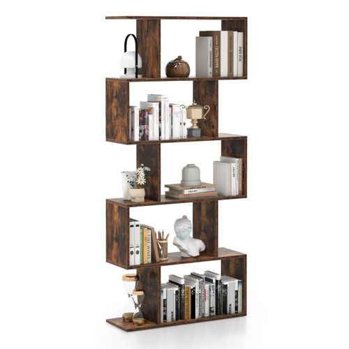 Bibliothque 5 Niveaux tagre Style Industriel Meuble De Rangement Rustique Compartiment Ouvert Salon