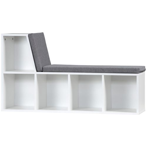 Bibliothque Banc 2 En 1 Design Contemporain 5 Casiers 2 Coussins Fournis 108l X 30l X 60h Cm Blanc Gris Chin