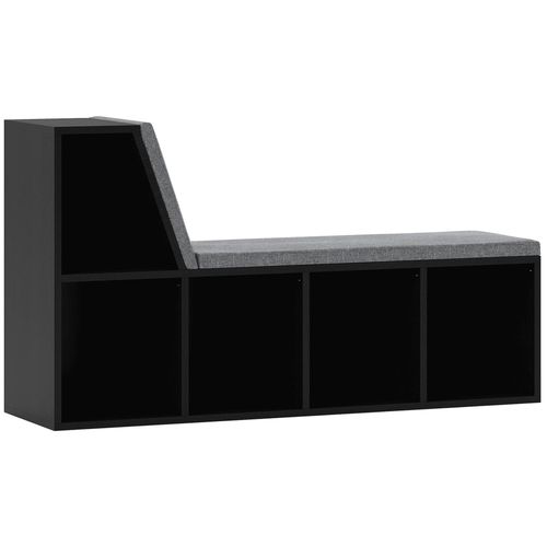 Bibliothque Banc 2 En 1 Design Contemporain 5 Casiers 2 Coussins Fournis 108l X 30l X 60h Cm Noir Gris Chin