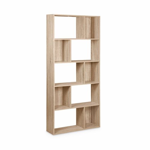 Bibliothque Design Asymtrique - Pieter - 5 tagres. 10 Compartiments De Rangement. 83x23x173cm