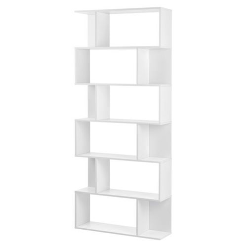 Bibliothque Design tagre Pratique Et lgante En Panneau De Particules Mlamin Jusqu' 8 Kg Charge Par Compartiment 192 X 80 X 24 Cm Blanc [En.Casa]