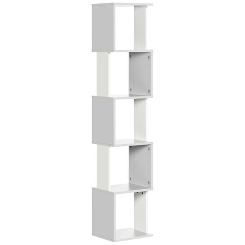 Bibliothque tagre Design Zig Zag 5 Niveaux Dim. 33 X 28 X 161 Cm Blanc Gris Clair
