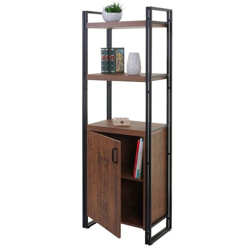 Bibliothque Hwc-A27, 165x55cm, Compartiment Avec Porte, Aspect Chne
