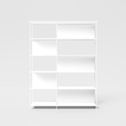 Bibliothque Musa 5 Etagres Et 2 Colonnes En Mtal Blanc