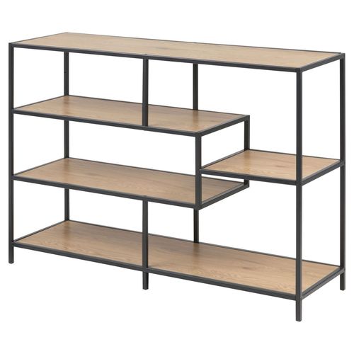Bibliothque Ouverte Sireine 4 tagres En Mdf Et Mtal - Beige Et Noir