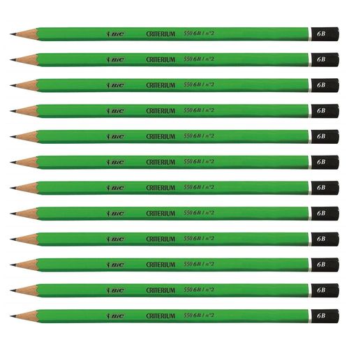 Bic Lot De 12 Crayons Papier Graphite Hexagonal Criterium 550 Mine 6b