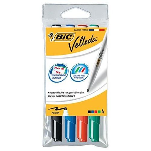 Bic Lot De 3 Pochettes De 4 Feutres Tableau Blanc Effaable  Sec 1741 Pte Medium Ogive N/B/R/V