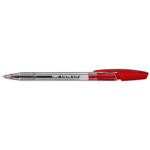 Bic Lot De 3 Stylos Bille Cristal Clic Pte Moy. 1,0 Mm Encre Rouge