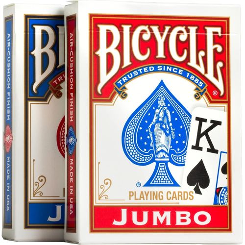 Bicycle-Original Rider Back Jumbo Index 2 Pack-2 Jeux De 54 Cartes  Jouer-Format Poker-Rouge Et Bleu