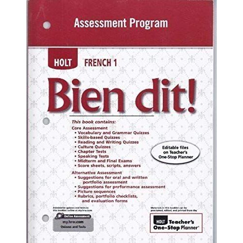 Bien Dit! Assessment Program, Level 1a/1b/1   de holt rinehart - winston  Format Broch 