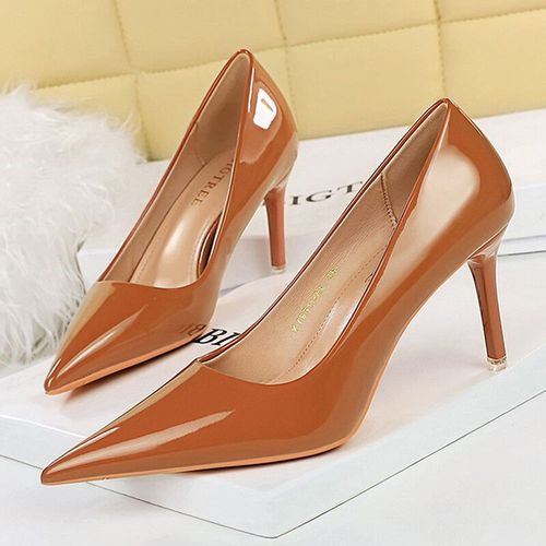 Bigtree-Chaussures En Cuir Verni Pour Femme,Escarpins  Talons Aiguilles,Chaussures De Mariage Rouges,10 1/2 Cm,Patients,2021 - 34