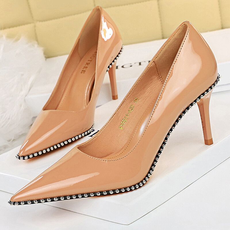 Bigtree-Escarpins  Talons Hauts De Qualit Pour Femme,Chaussures  Rivets En Mtal,Stiletto,Banquet De Luxe,2023 - 35