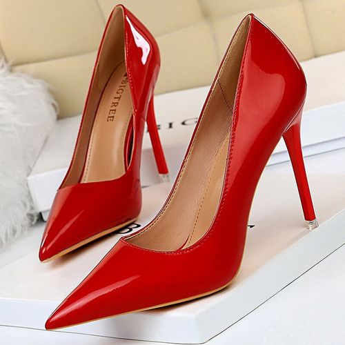 Bigtree-Escarpins En Cuir Verni Pour Femmes,Chaussures  Talons Hauts,Escarpins De Base,Chaussures De Mariage,Talons Aiguilles,Grande Taille 43