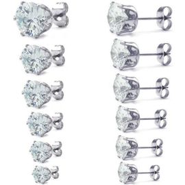 Bijoux Boucles d 'oreilles Homme - Rond Clous d 'oreille, 3-8mm 6 ..., حجم الصورة 270x270