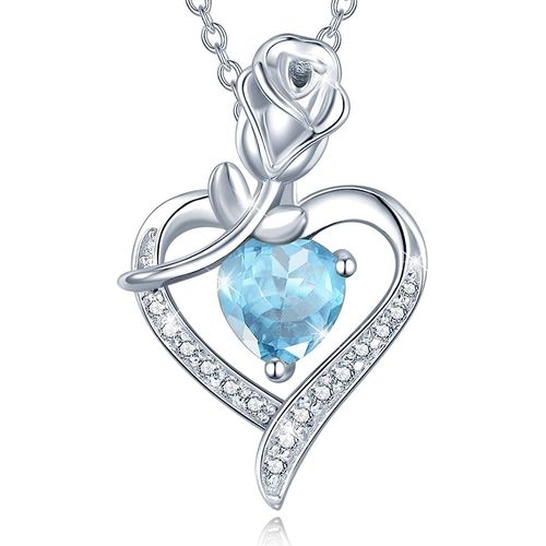 Bijoux Collier Avec Pierre De Naissance Pour Femme En Argent Sterling Vritable Ou Cr Avec Pendentif En Forme De CUr En Forme De Fleur Rose Anniversaire Anniversaire Cadeaux De Nol Pour Femme Fill